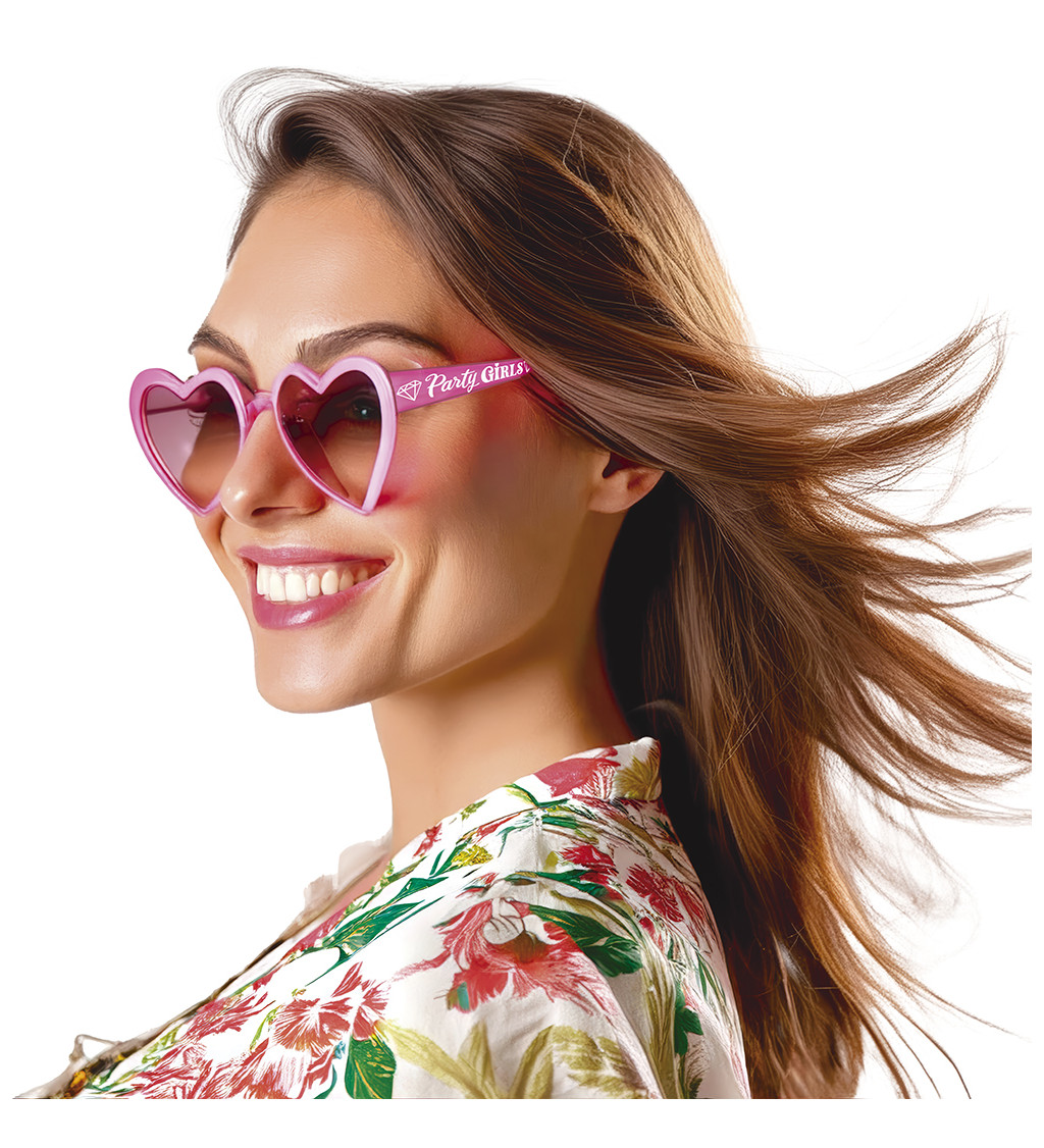Sluneční brýle - růžová srdíčka "Party girls"