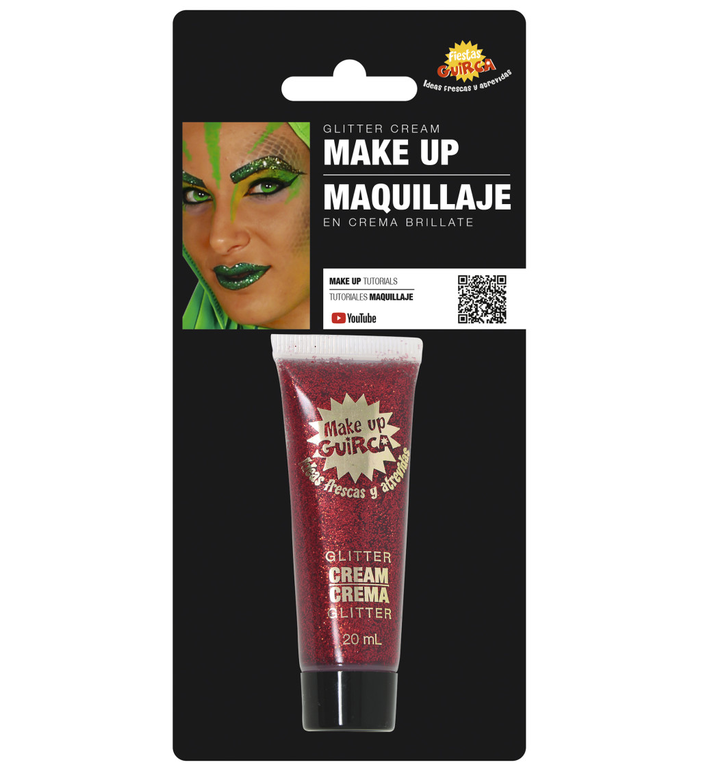 Třpytivý krémový make-up - červený