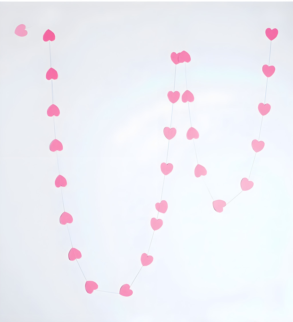 Girlanda srdce - Růžová