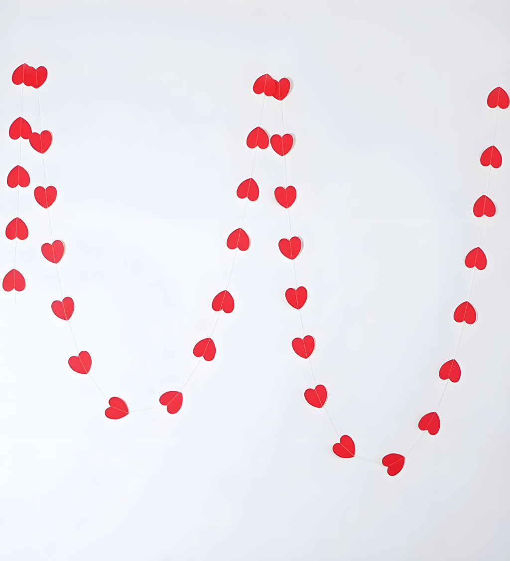 Girlanda srdce - Červená