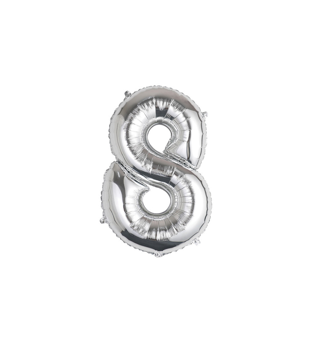 Fóliový balónek - číslo 8 stříbrné