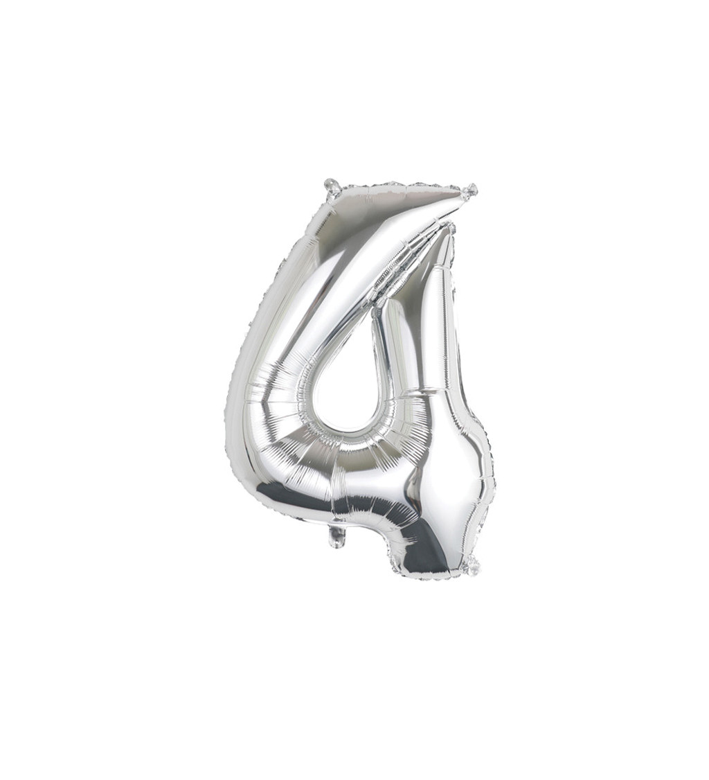 Fóliový balónek - číslo 4 stříbrné