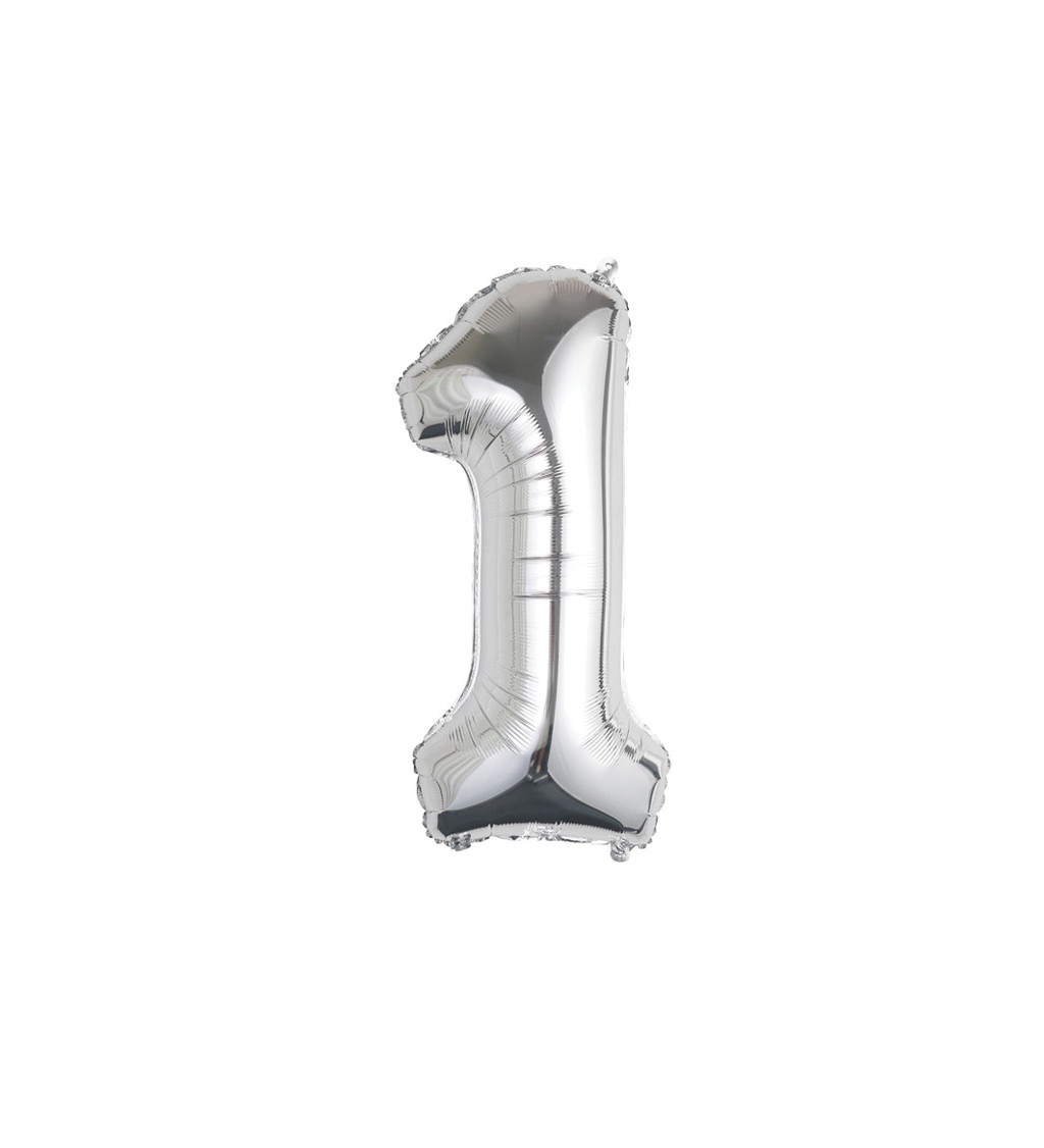 Fóliový balónek - číslo 1 stříbrné