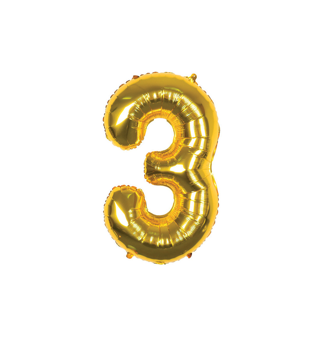 Fóliový balónek - číslo 3 zlaté