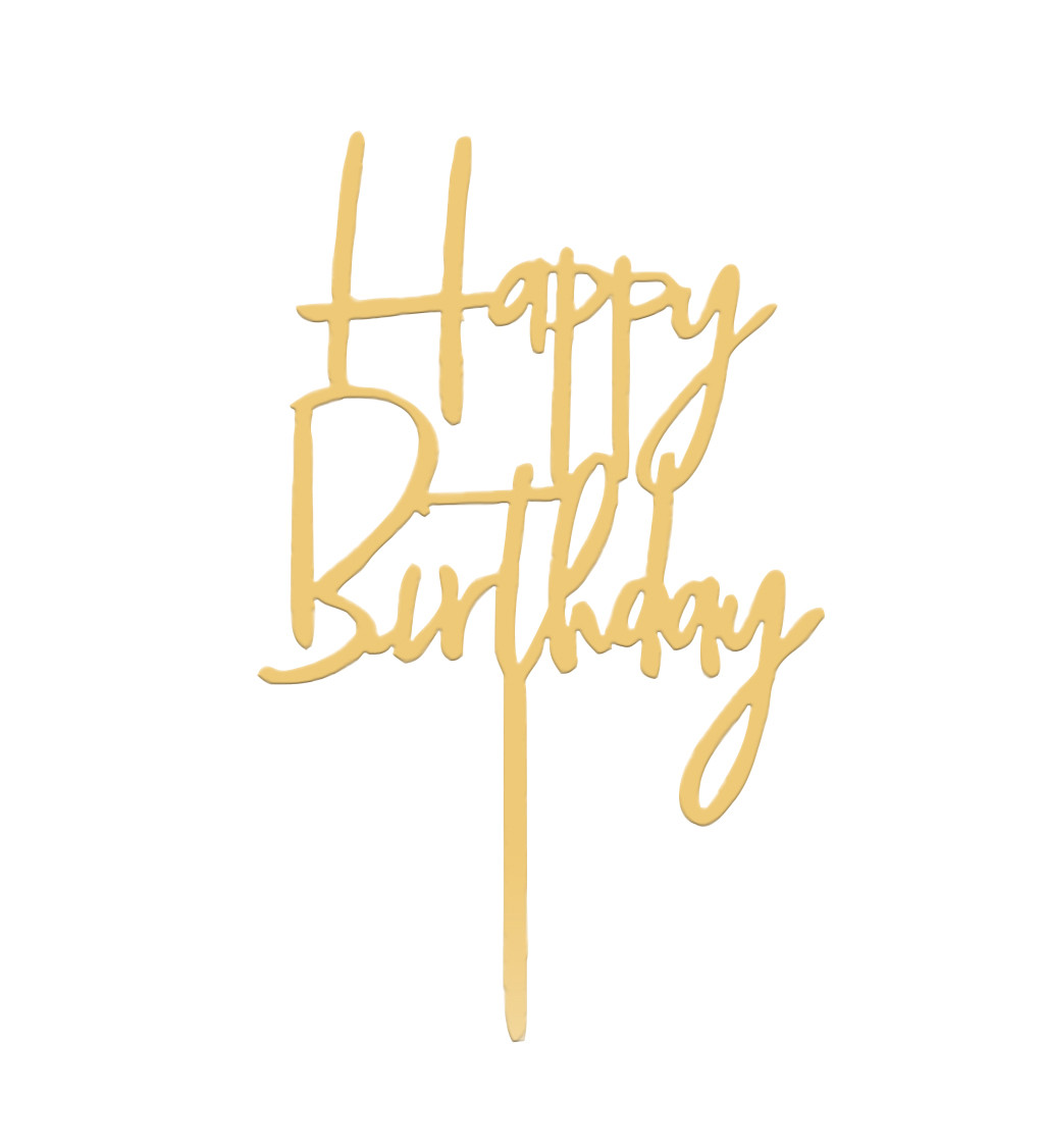 Zápich do dortu "Happy birthday" - Zlatý