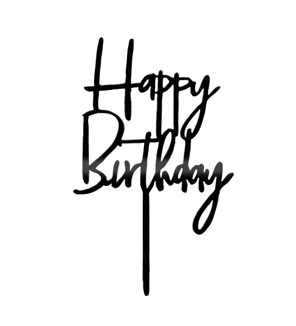 Zápich do dortu "Happy birthday" - Černý