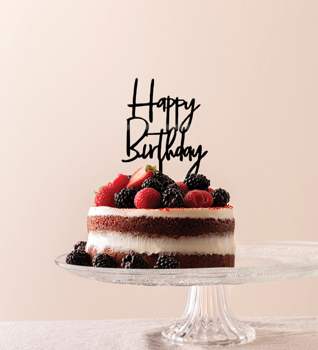 Zápich do dortu "Happy birthday" - Černý