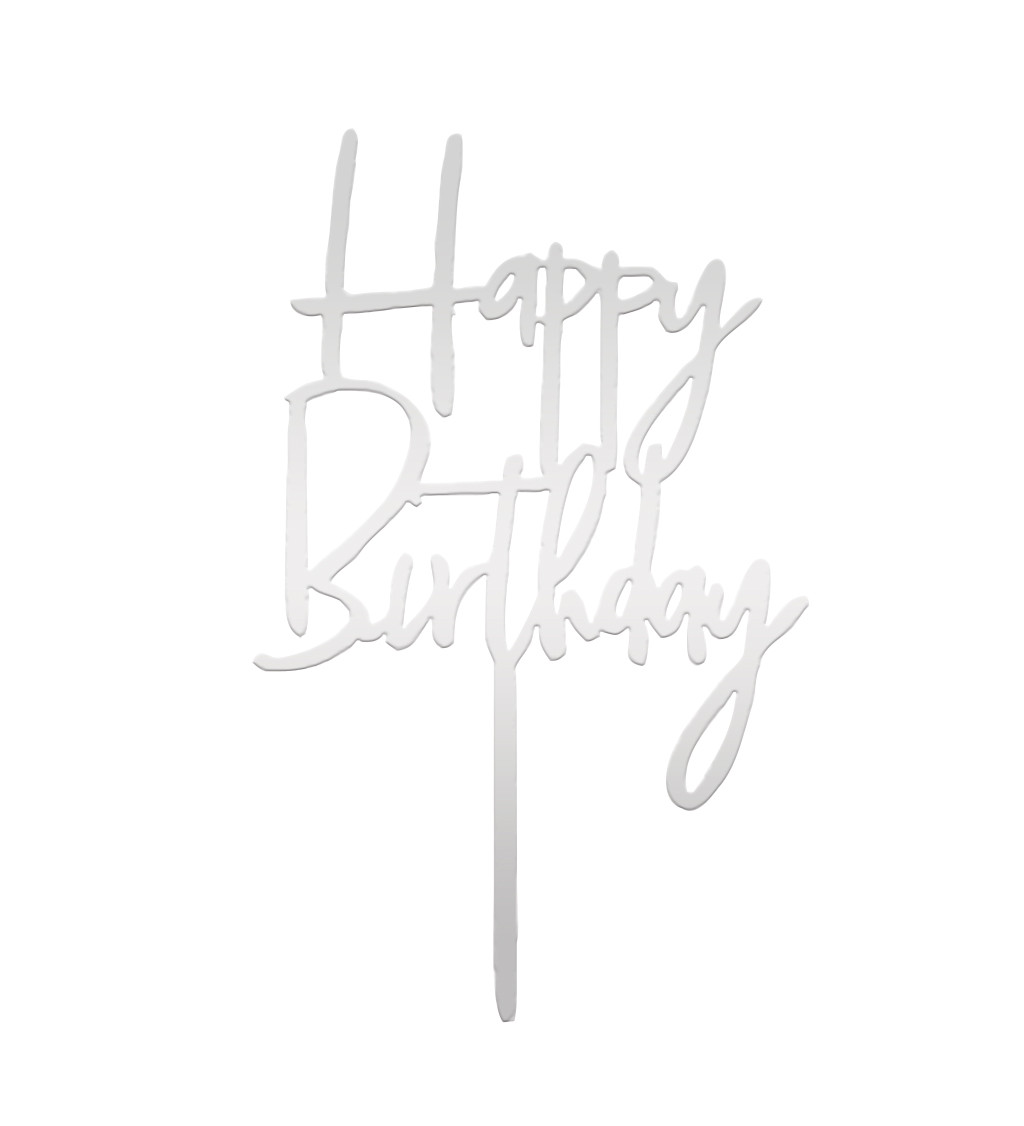 Zápich do dortu "Happy birthday" - Stříbrný