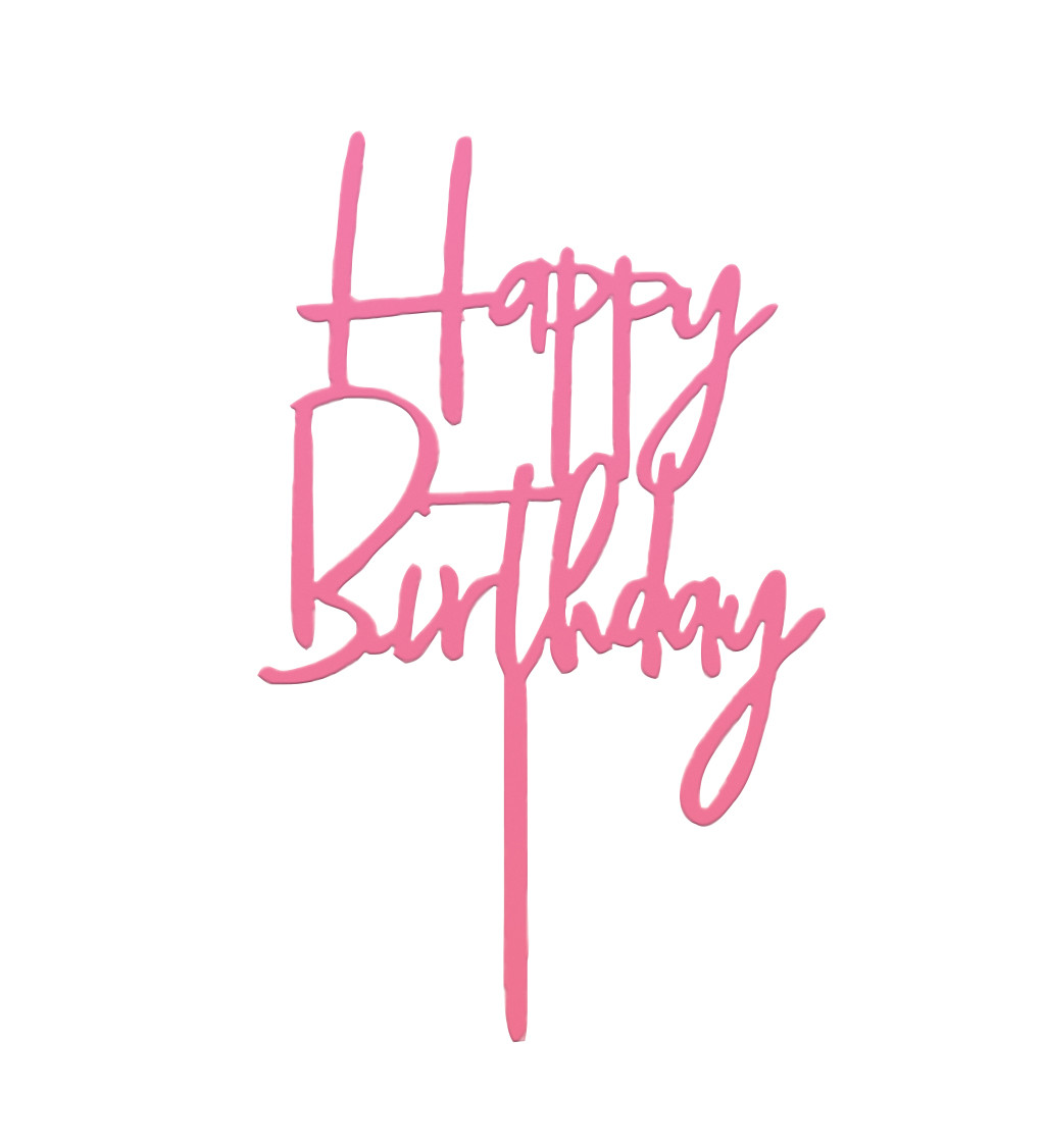 Zápich do dortu "Happy birthday" - Růžový