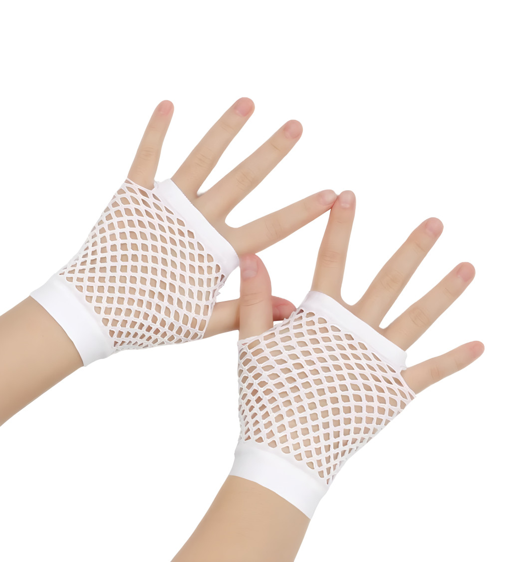 Krátké síťované rukavice - bílé