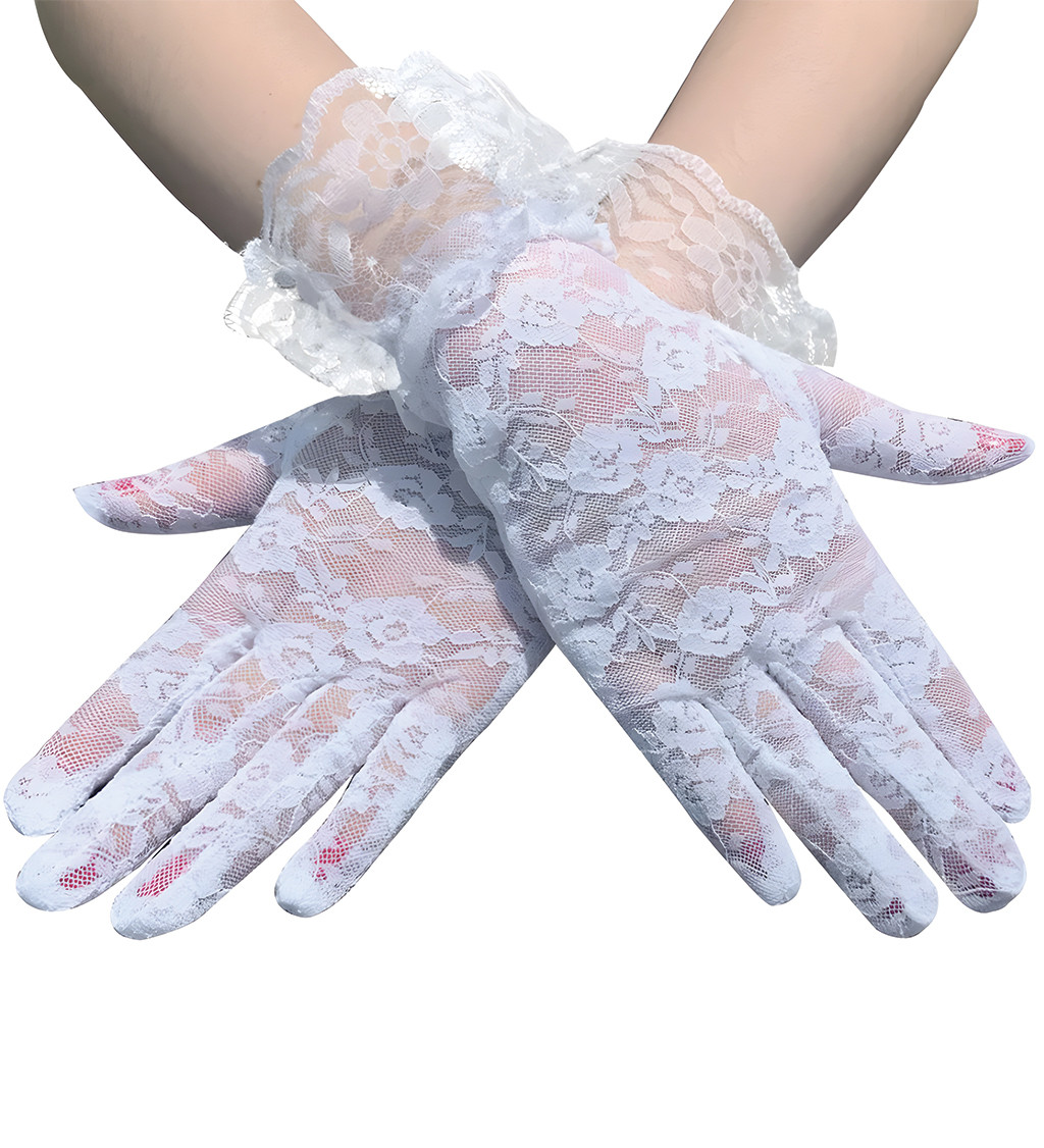 Krátké rukavice - s krajkou bílé