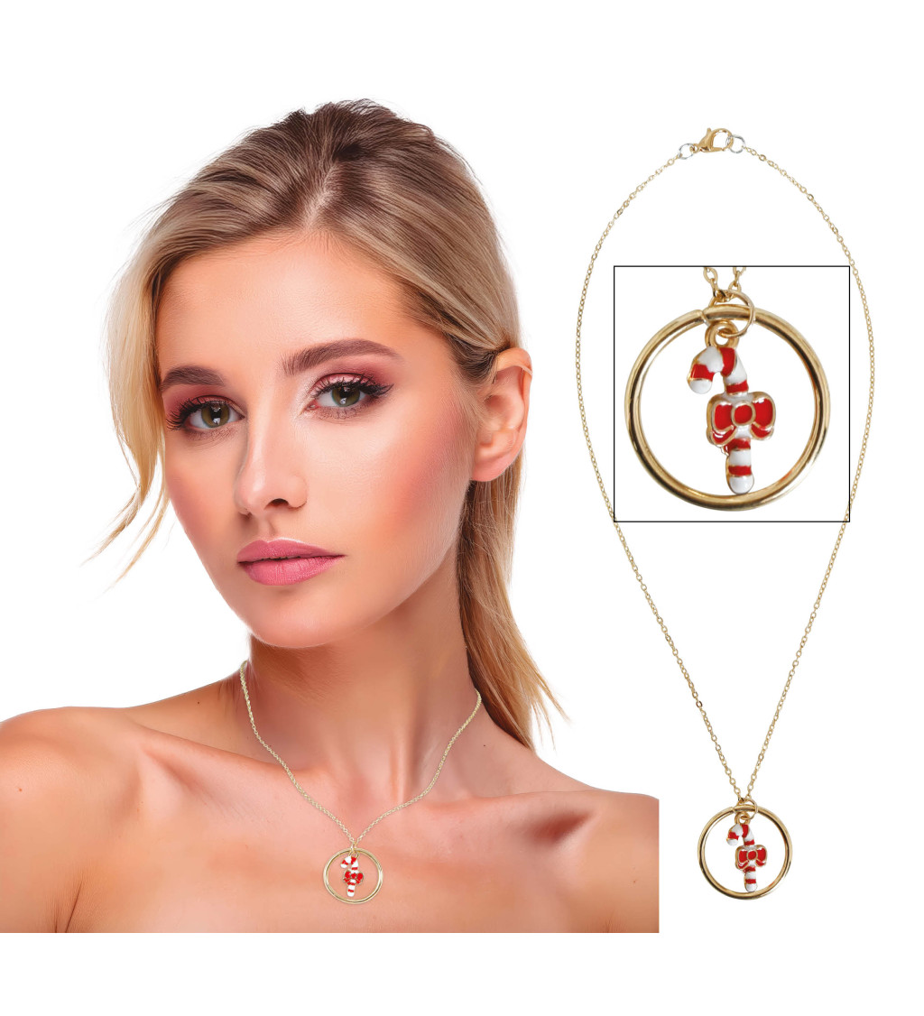 Náhrdelník - Vánoční lízátko