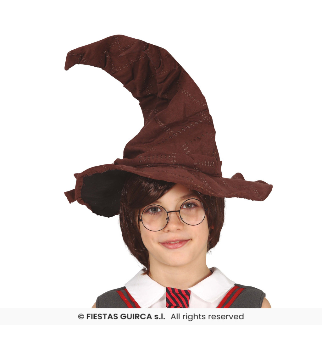 Dětský - hnědý klobouk čařoděje