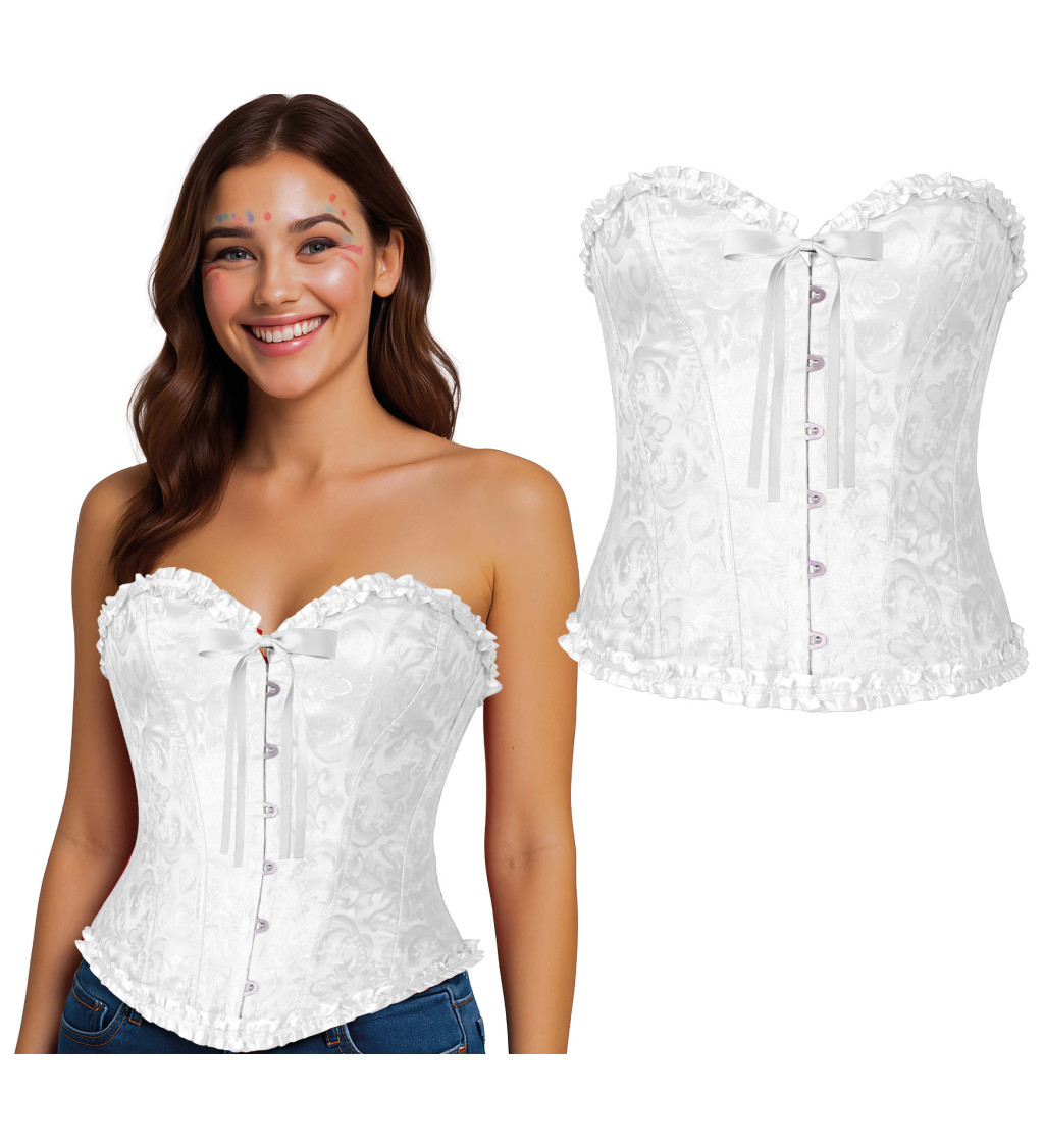 Korzet s krajkou - bílý