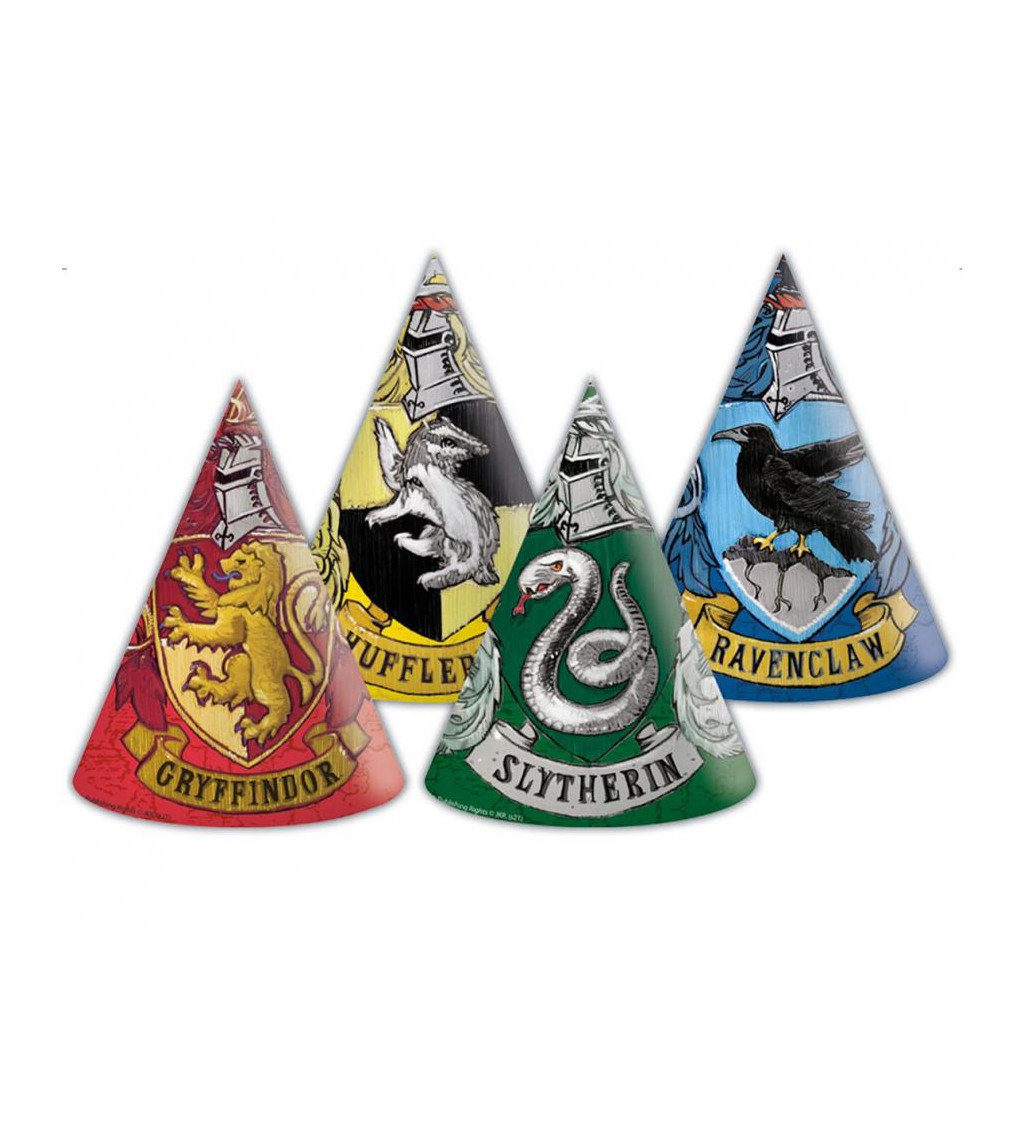 Papírové čepice Harry Potter – Hogwarts Houses, 6 ks