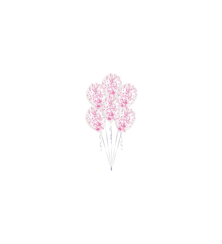 Latexové průhledné balónky - růžové konfety