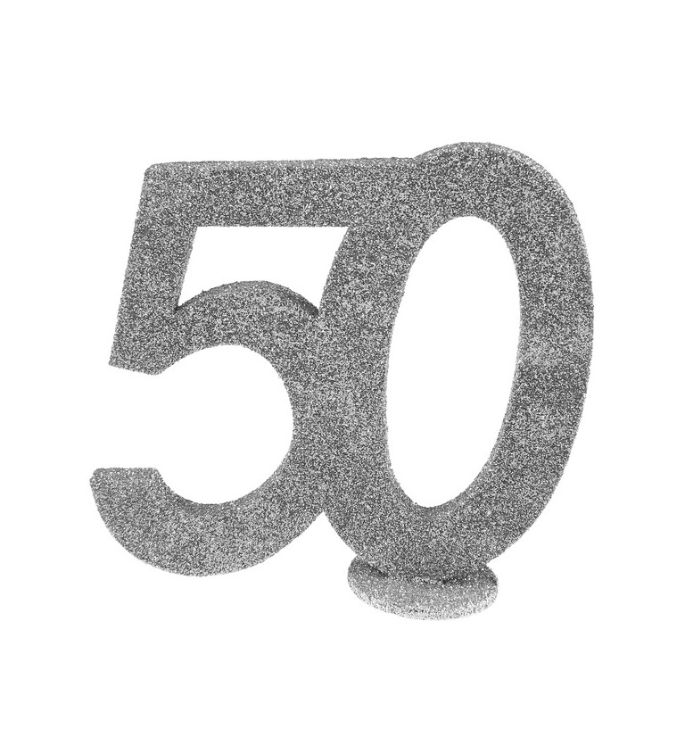 Číslo 50 - stříbrná dekorace