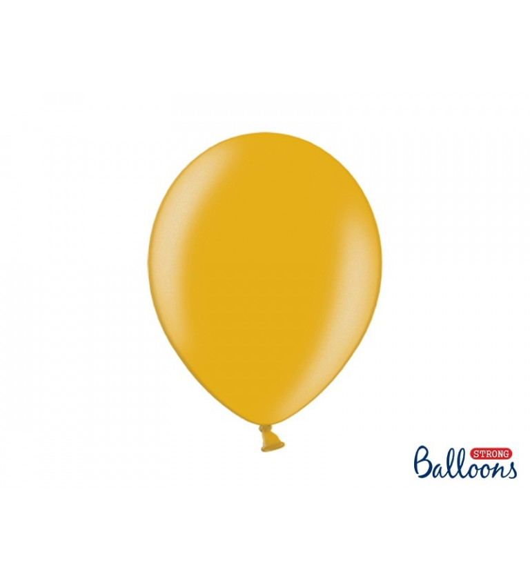 Balónek metalický - zlatý - 10 ks