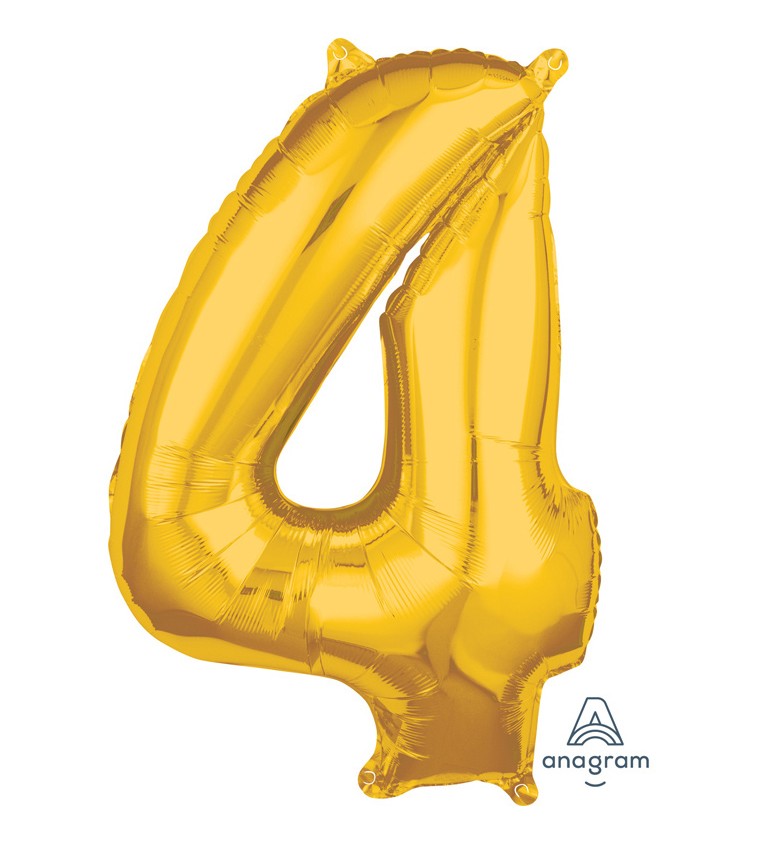 Zlatý střední fóliový balónek - číslo 4