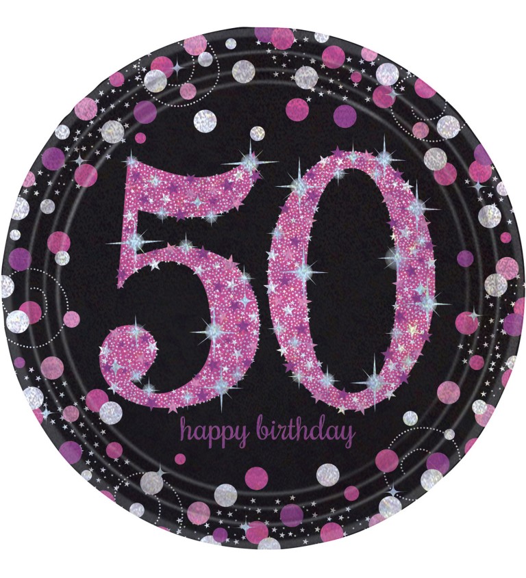 Růžové párty talířky 50 let
