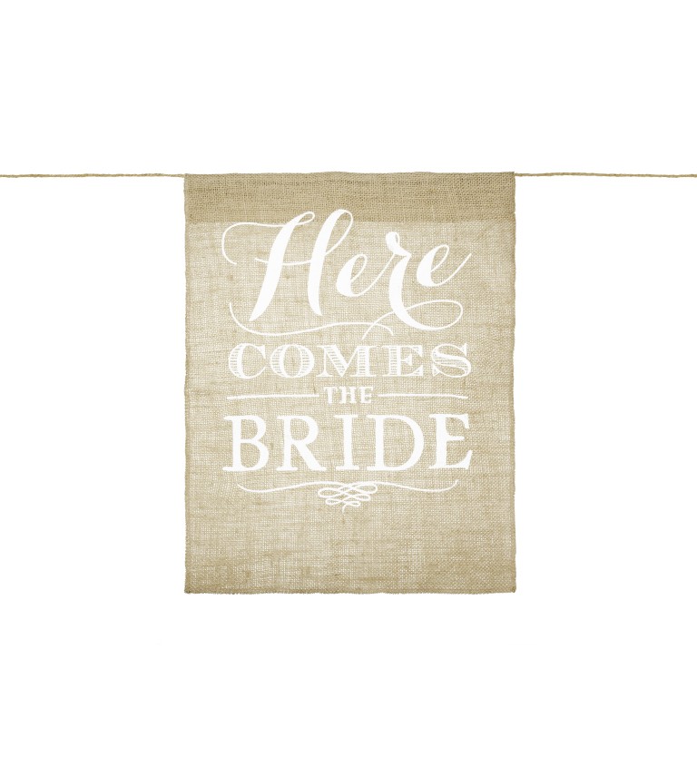 Svatební vývěska - Here comes the bride