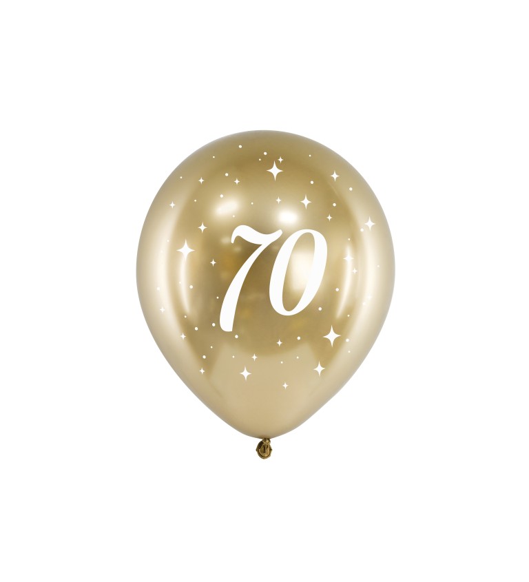Zlaté lesklé balónky s číslem 70