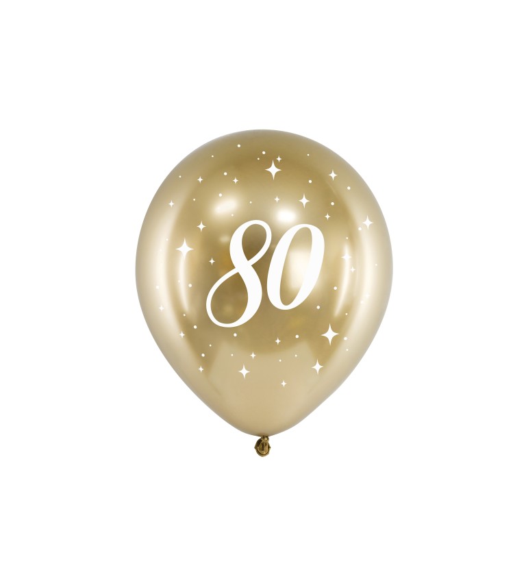 Zlaté lesklé balónky s číslem 80