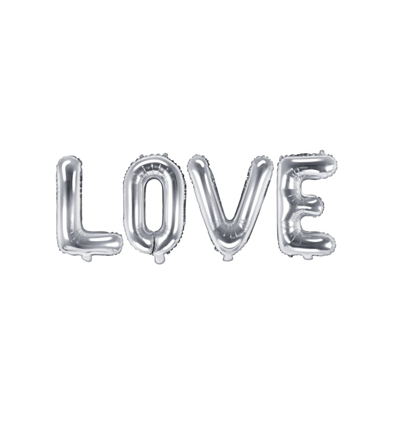Fóliový balónek - nápis LOVE stříbrný