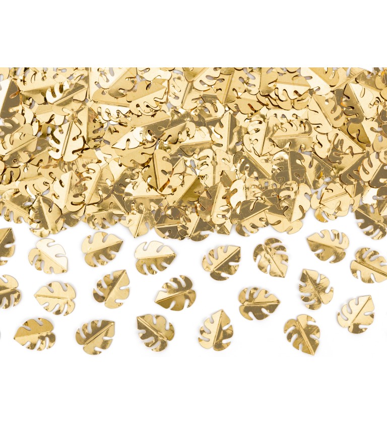 Metalicky zlaté konfety - lístečky