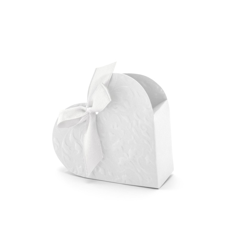 Svatební krabička bílá - Srdce 