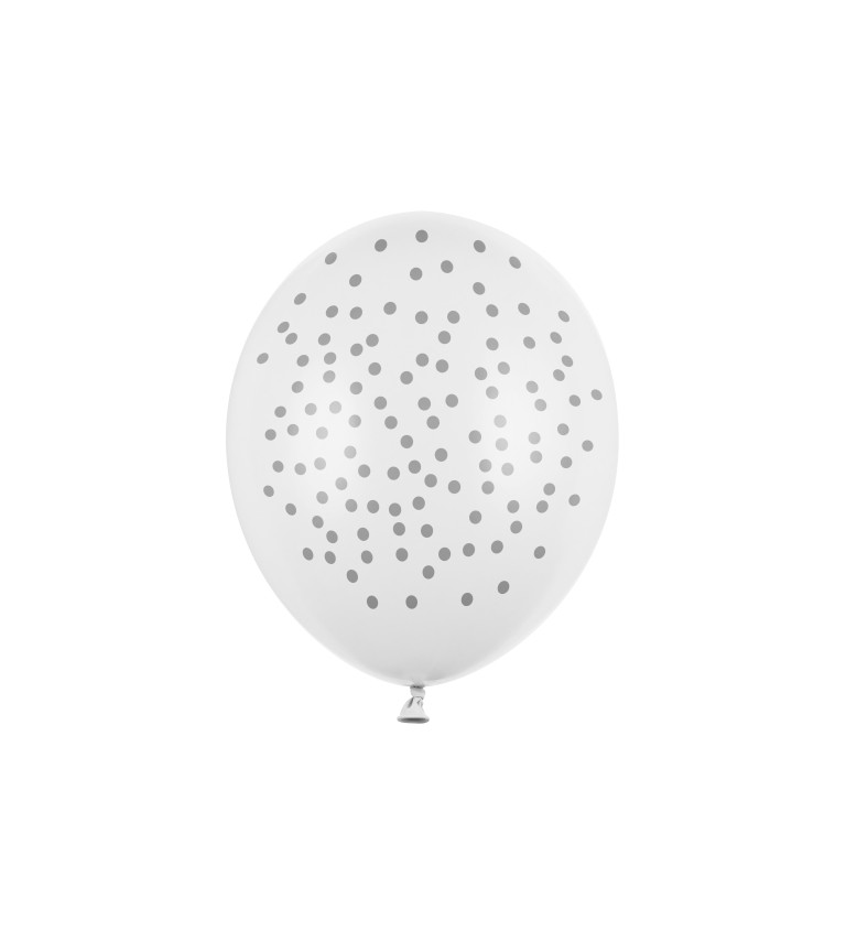 Bílé balónky se stříbrnými puntíky