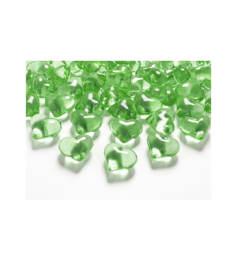Světle zelené krystaly - srdíčka