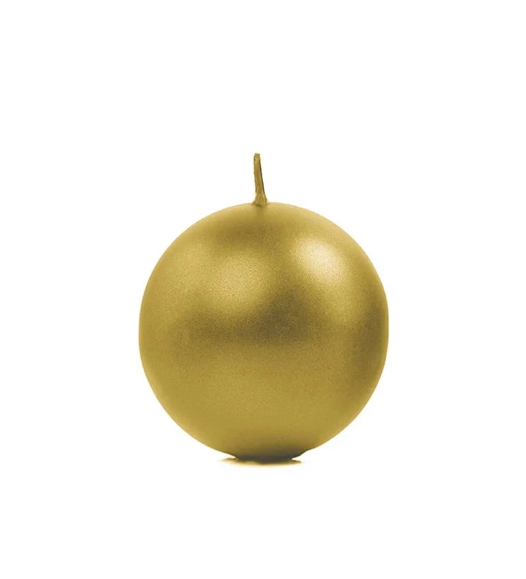 Kulatá metalická svíčka (6 cm) - zlatá
