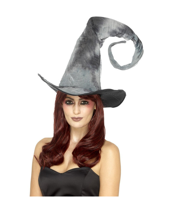 Sametově-šedý čarodějnický klobouk