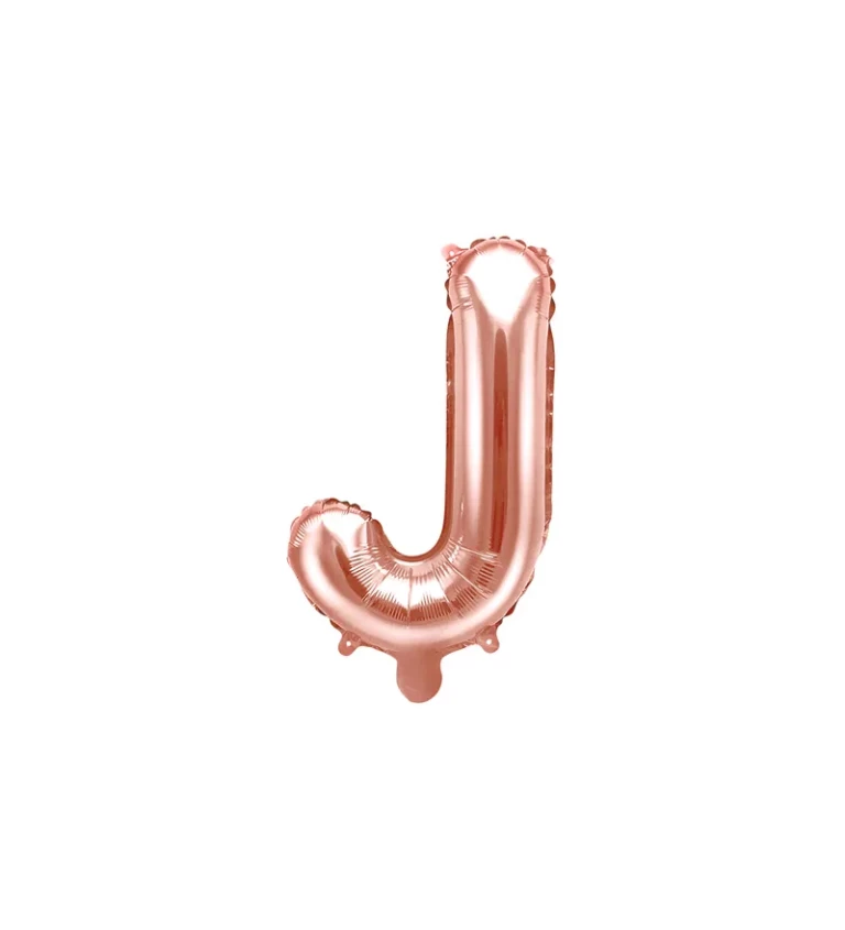 Růžovo-zlatý mini balónek J