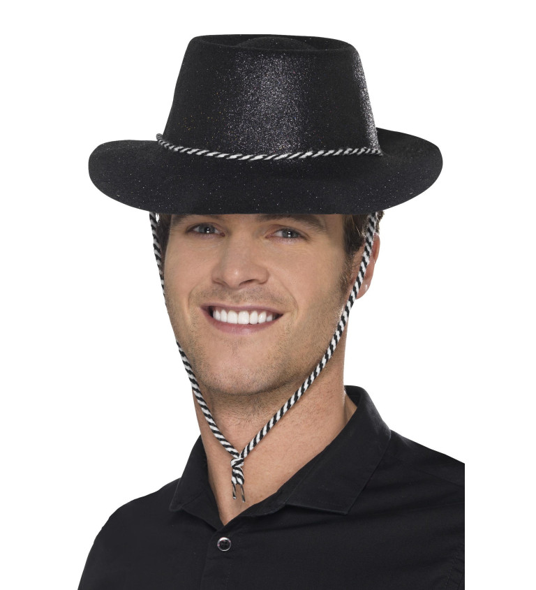 Glitter klobouk Černý kovboj