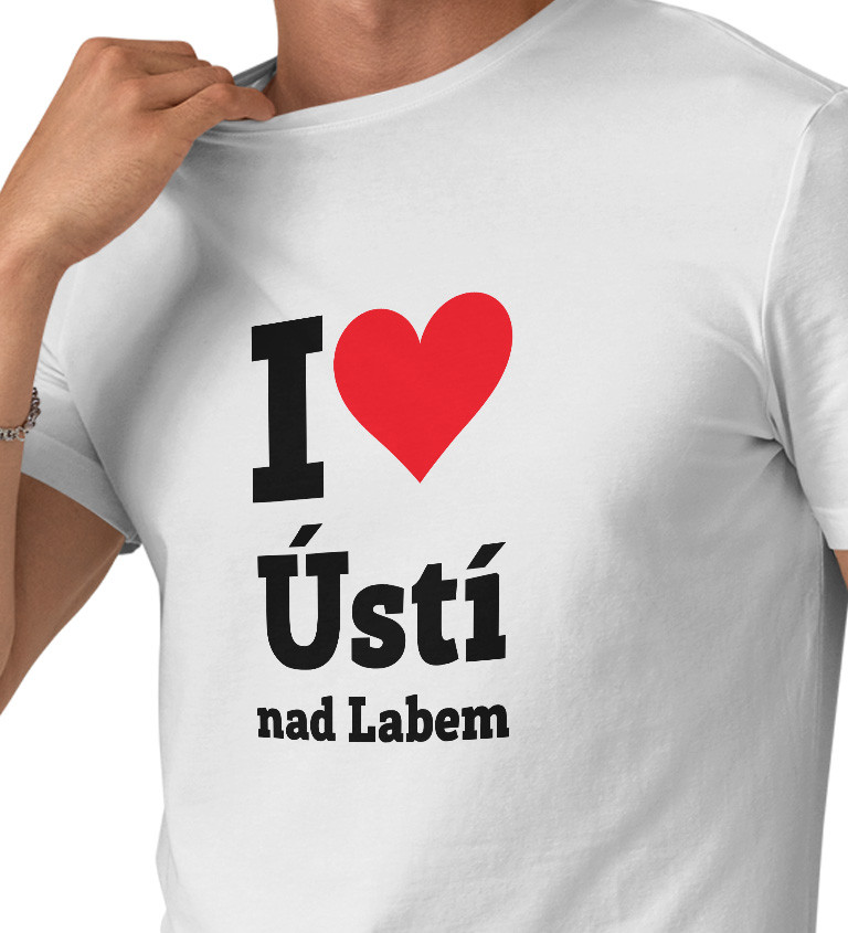 Pánské triko bílé - I love Ústí nad Labem