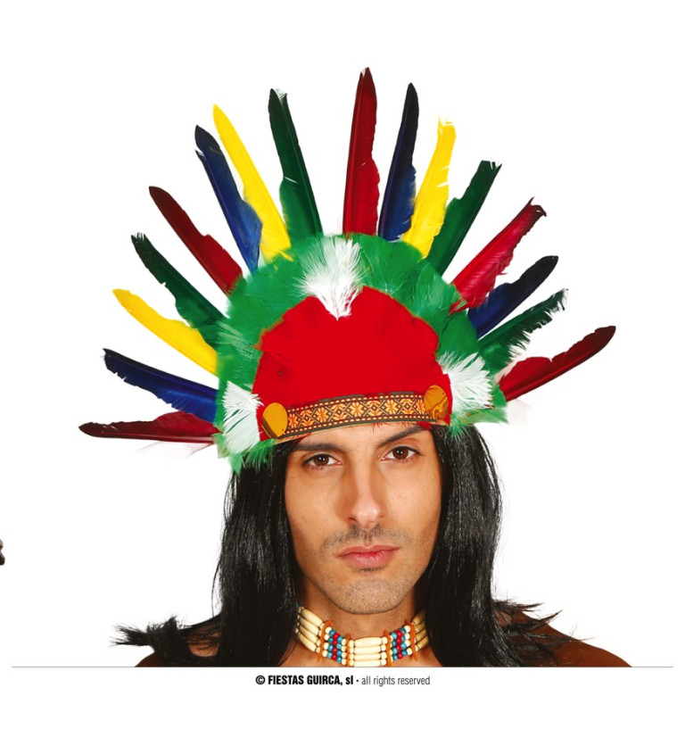 Indiánská velká barevná čelenka