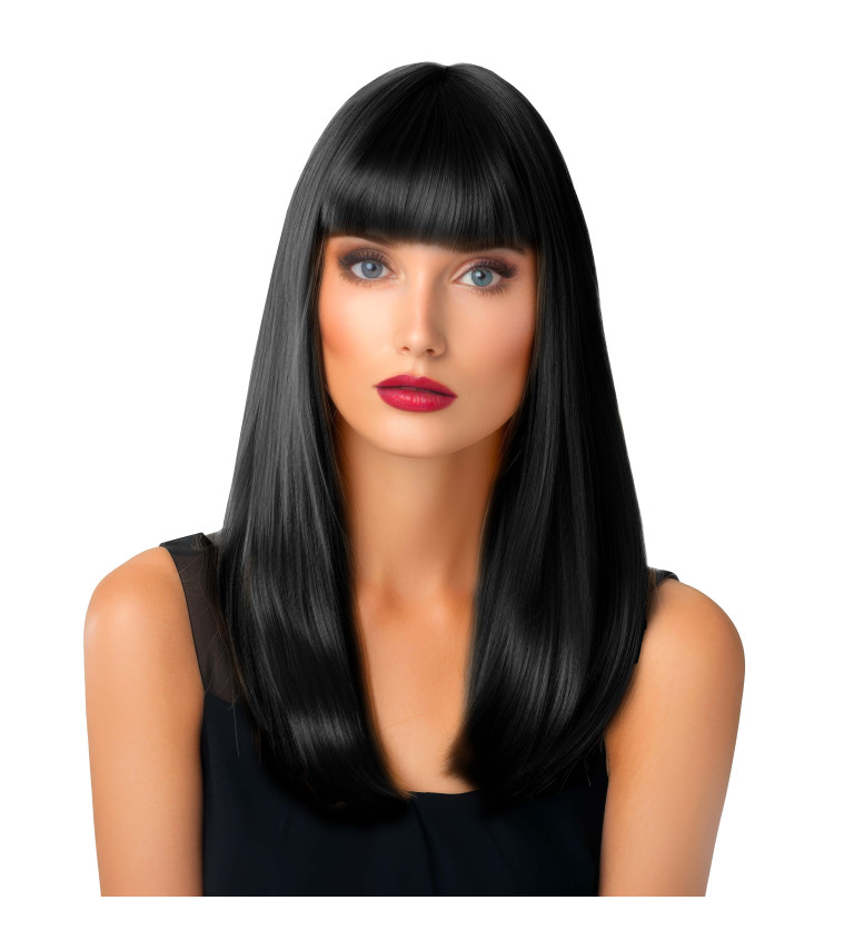 Paruka - rovná s ofinou, černá