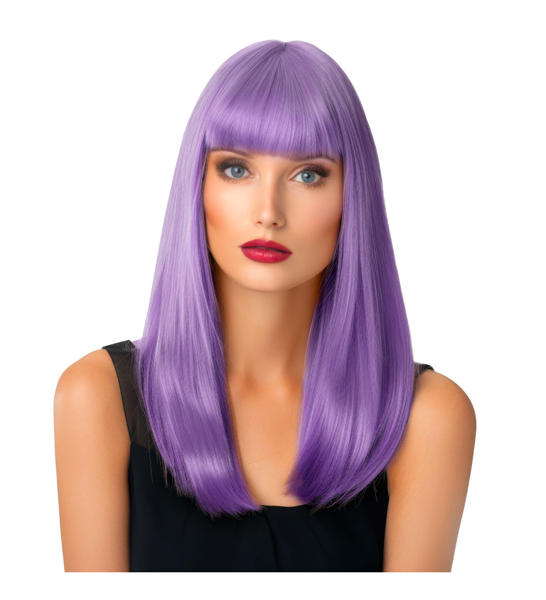 Paruka - rovná s ofinou, fialová