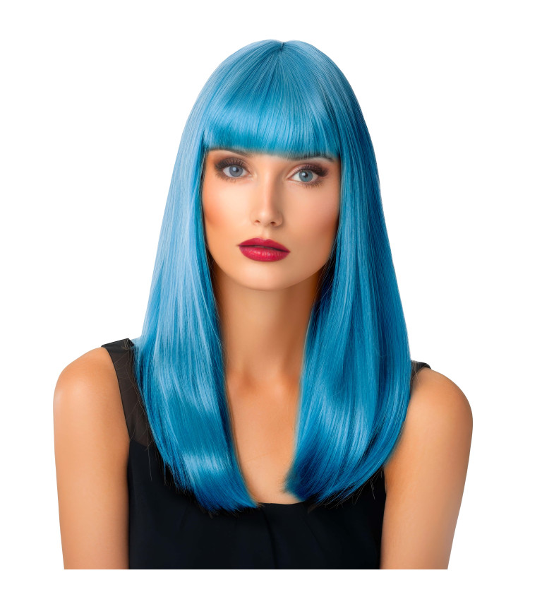 Paruka - rovná s ofinou, modrá