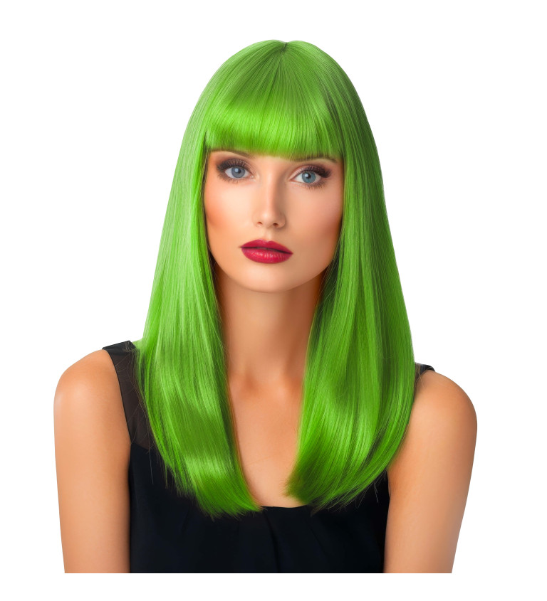 Paruka - rovná s ofinou, zelená