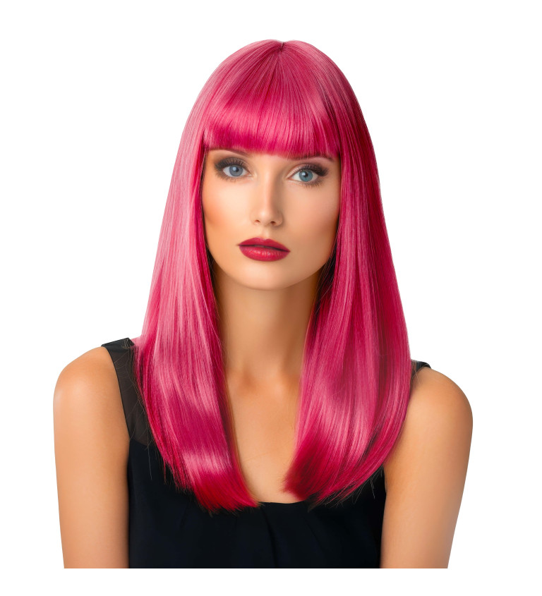 Paruka - rovná s ofinou, růžová
