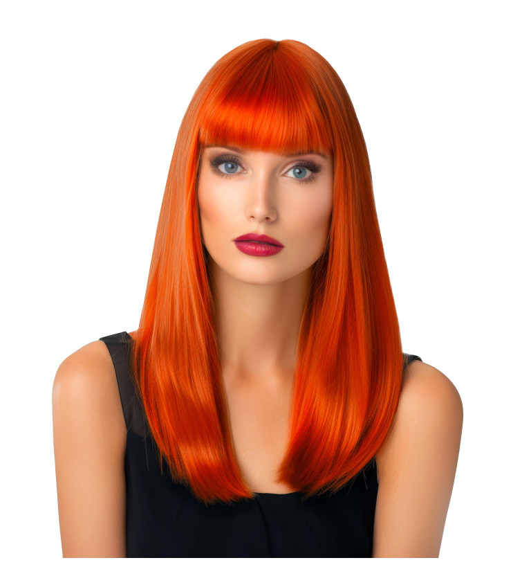 Paruka - rovná s ofinou, oranžová