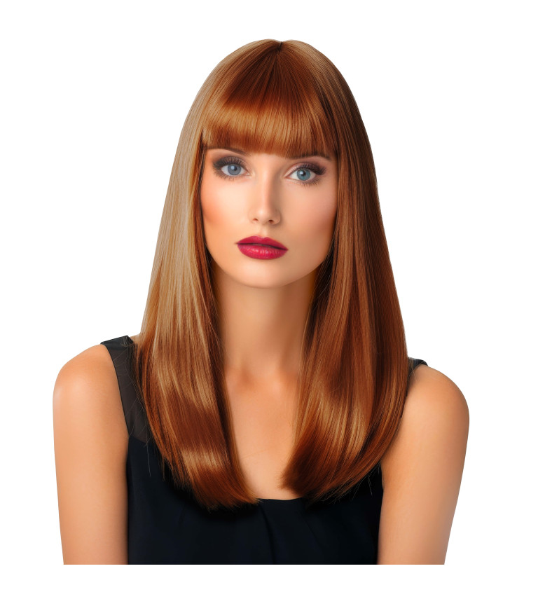 Paruka - rovná s ofinou, měděná