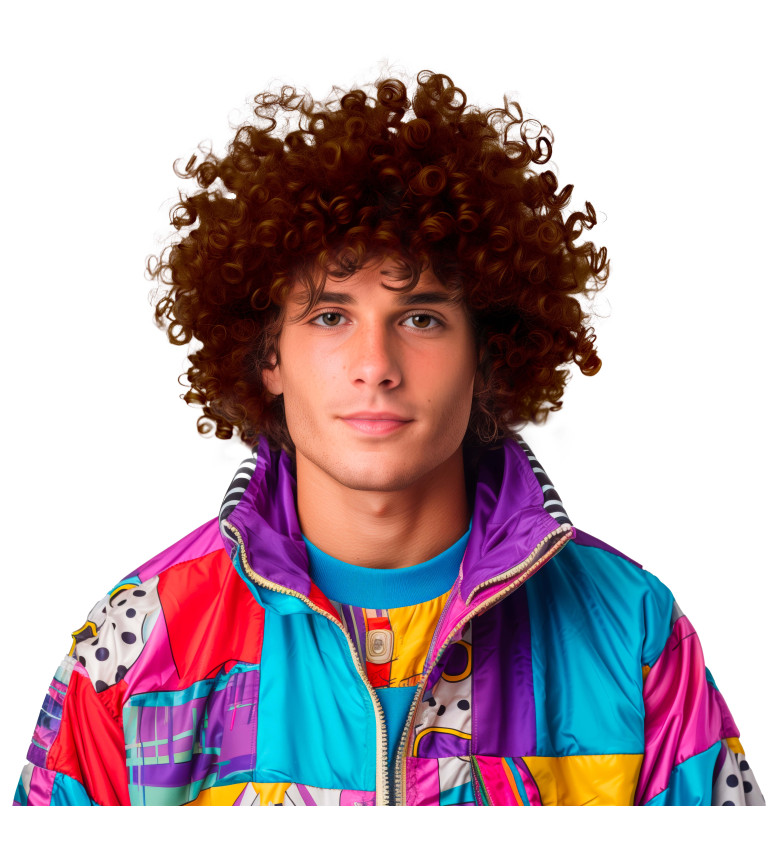 Paruka - afro, hnědá