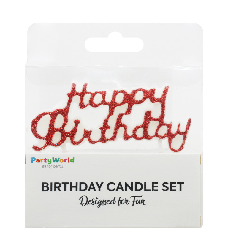 Narozeninová svíčka glitrovaná - červená