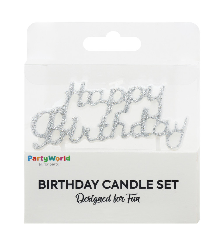 Narozeninová svíčka glitrovaná - stříbrná