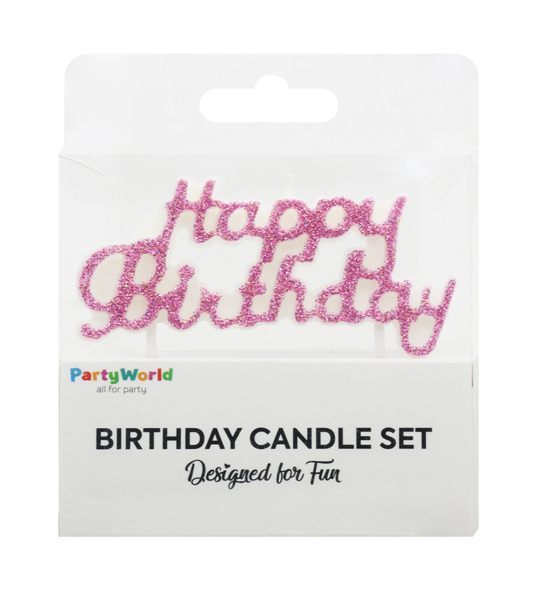 Narozeninová svíčka glitrovaná - růžová