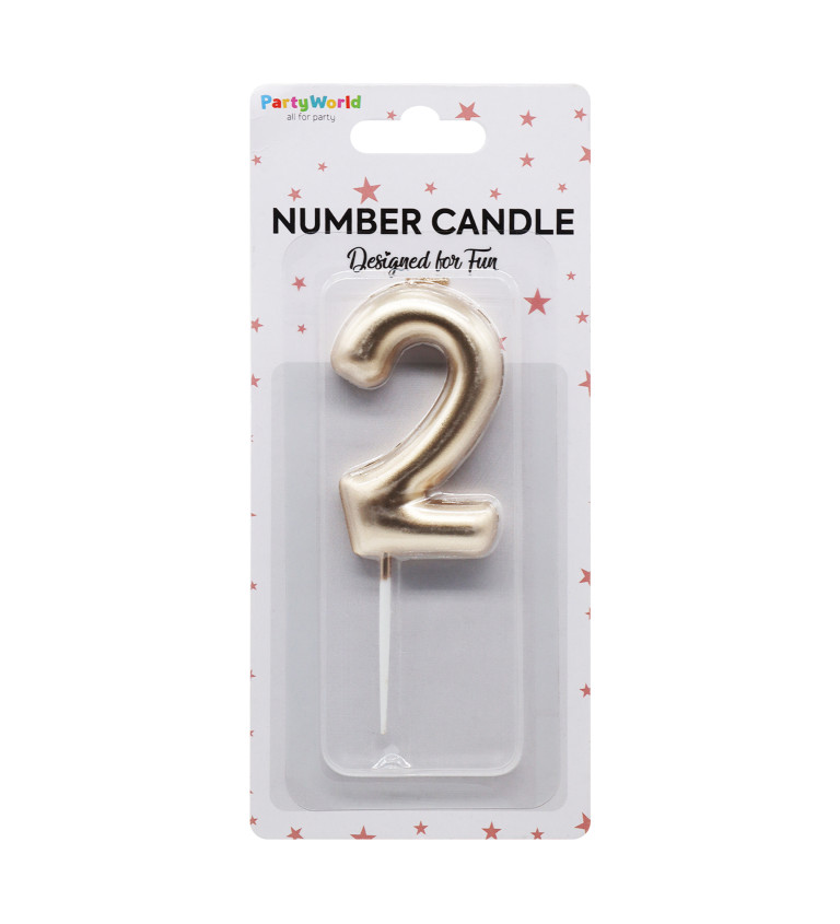 Dortová svíčka číslo 2 - rosegold